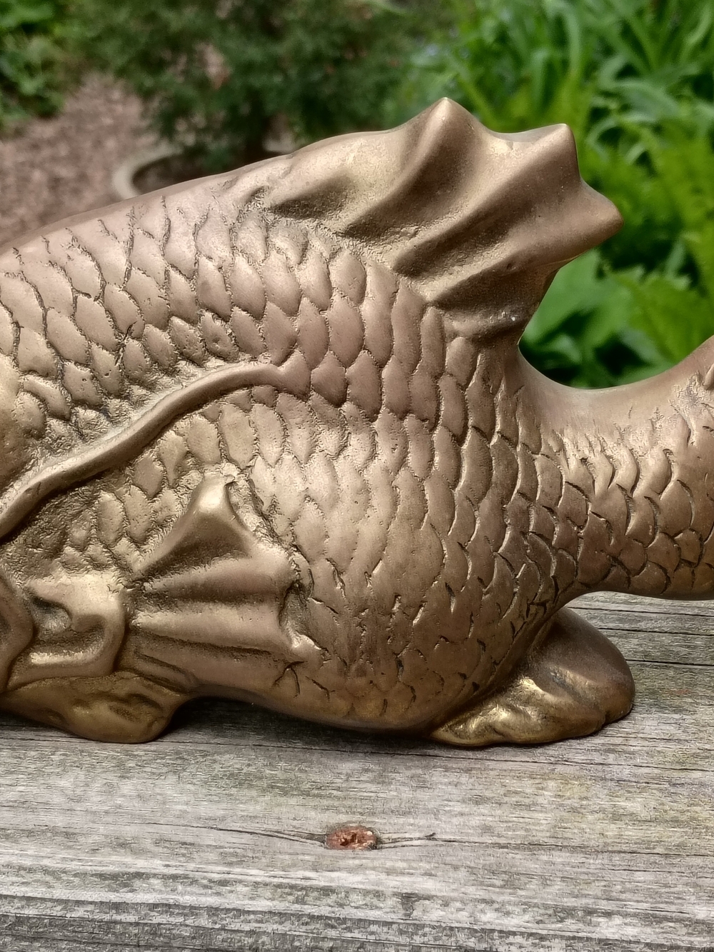 Vtg Solid Brass Fancy Goldfish Figurine Statue 8.25" long